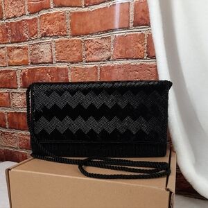 Elegant Black Beaded Crossbody Bag